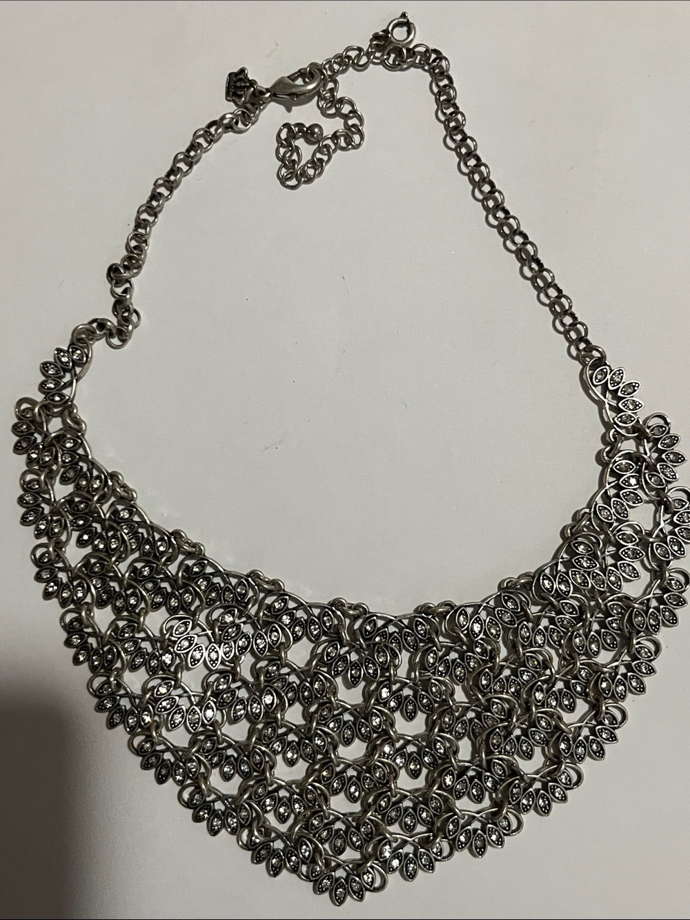 Silver Floral Statement Bib Necklace - Women Jewelry
